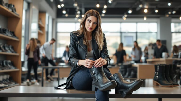 botte motarde femme cuir