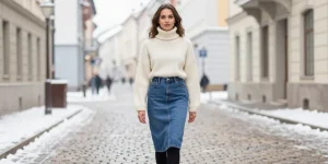 jupe en jean en hiver